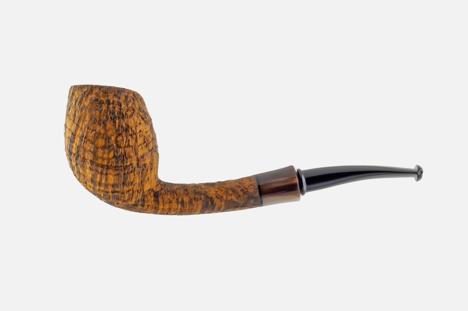 Il Duca - Barone (B) Sandblast Boxwod Bilezikli Cherrywood Pipo (Filtresiz)